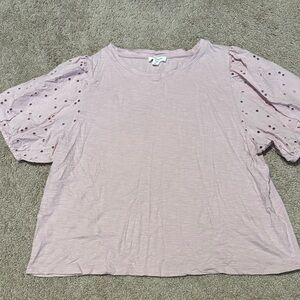 beachlunchlounge Blush Eyelet Sleeve Top